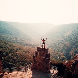 person standing on brown concrete building during daytime